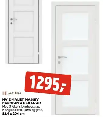 jem & fix Torso Hvidmalet Massiv Fashion 3 glasdør 82,6x 204 Cm tilbud