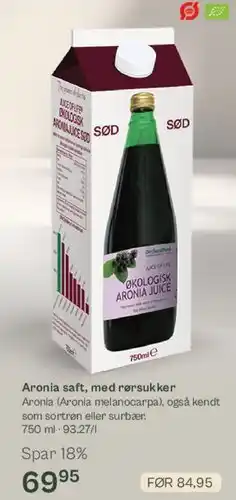 Helsam Aronia saft, med rørsukker tilbud