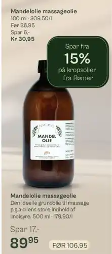 Helsam Mandelolie massageolie tilbud