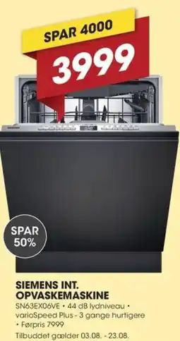 Punkt1 Siemens int. opvaskemaskine tilbud