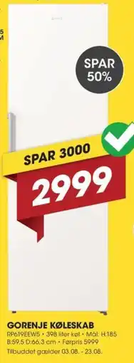Punkt1 Gorenje køleskab tilbud