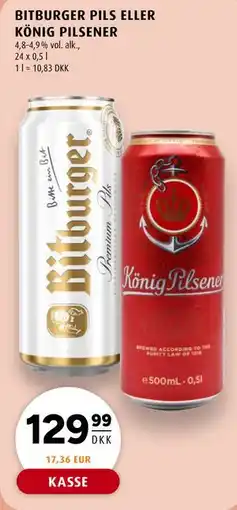 Scandinavian Park BITBURGER PILS ELLER KÖNIG PILSENER tilbud