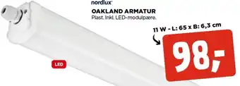 jem & fix Nordlux Oakland Armatur Plast.Inkl. Led-Modulpære 11w- L:65xB:6,3cm tilbud