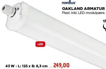 jem & fix Nordlux Oakland Armatur Plast.Inkl LED-Modulpære 43 W- L:125xB:8,3 Cm tilbud