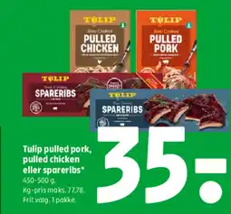 Coop 365 Tulip pulled pork, pulled chicken eller spareribs tilbud