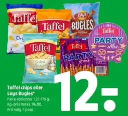 Coop 365 Taffel chips eller Lays Bugles tilbud