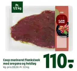 Coop 365 Coop marineret flanksteak med oregano og hvidløg tilbud