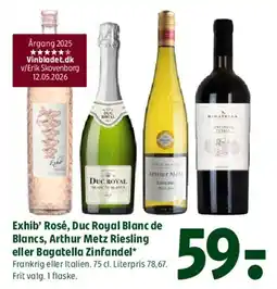 Coop 365 Exhib' Rosé, Duc Royal Blanc de Blancs, Arthur Metz Riesling eller Bagatelle Zinfandel tilbud