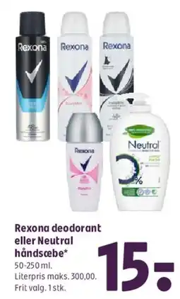 Coop 365 Rexona deodorant eller Neutral håndsæbe tilbud