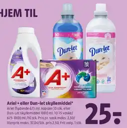 Coop 365 Ariel + eller Dun-let skyllemiddel tilbud