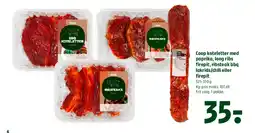 Coop 365 Coop koteletter med paprika, long ribs firepit, ribsteak bbq lakrids/chili eller firepit tilbud