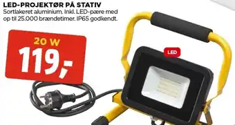 jem & fix Led -Projektør På Stativ Sortlakeret Aluminum.Inkl.Led-Pære Med Op Til 25.000 Brændetimer (20W) tilbud