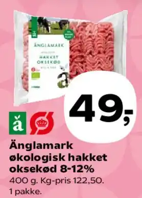 Änglamark økologisk hakket oksekød 8-12%