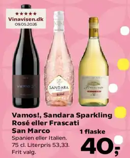 SuperBrugsen Vamos!, Sandara Sparkling Rosé eller Frascati San Marco tilbud