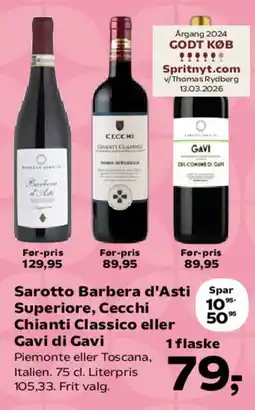 SuperBrugsen Sarotto Barbera d'Asti Superiore / Cecchi Chianti Classico / Gavi tilbud