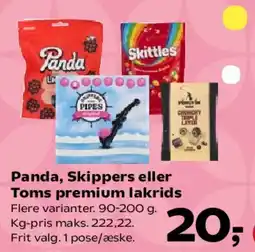 SuperBrugsen Panda, Skippers eller Toms premium lakrids tilbud