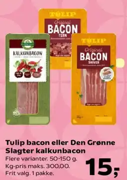SuperBrugsen Tulip bacon / Den Grønne Slagter kalkunbacon tilbud