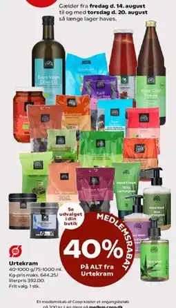 Kvickly Urtekram produkter tilbud