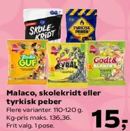 Kvickly Malaco, skolekridt eller tyrkisk peber tilbud