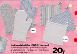 Kvickly Køkkentekstiler i 100% bomuld tilbud