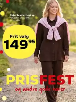 Kvickly Skjorte eller bukser tilbud