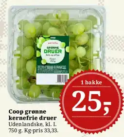 Dagli'Brugsen Coop grønne kernefrie druer tilbud