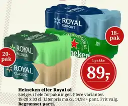 Dagli'Brugsen Heineken eller Royal øl tilbud