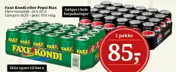 Dagli'Brugsen Faxe Kondi eller Pepsi Max tilbud