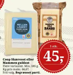 Dagli'Brugsen Coop Skæreost eller Mammen guldost tilbud