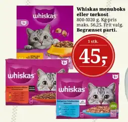 Dagli'Brugsen Whiskas menuboks eller tørkost tilbud