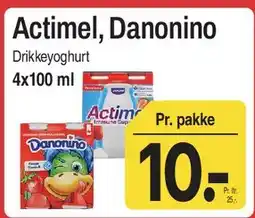ABC Lavpris Actimel / Danonino drikkeyoghurt (4x100 ml) tilbud