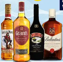 BorderShop Assorterede 1 L spiritus (Captain Morgan, Grant's, Baileys, Ballantine's) tilbud
