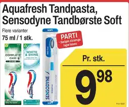 ABC Lavpris Aquafresh tandpasta / Sensodyne tandbørste Soft tilbud