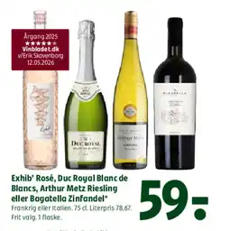 Coop 365 Exhib' Rosé, Duc Royal Blanc de Blancs, Arthur Metz Riesling eller Bagatella Zinfandel* tilbud