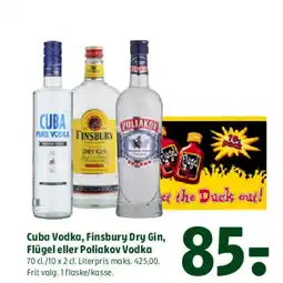 Coop 365 Cuba Vodka, Finsbury Dry Gin, Flügel eller Poliakov Vodka tilbud