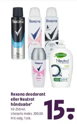 Coop 365 Rexona deodorant eller Neutral håndsæbe* tilbud