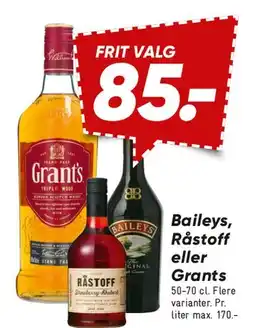 Bilka Baileys, Råstoff eller Grants tilbud