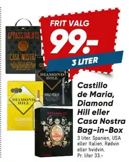 Bilka Castillo de Maria, Diamond Hill eller Casa Nostra Bag-in-Box tilbud