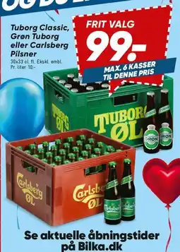 Bilka Tuborg Classic / Grøn Tuborg eller Carlsberg Pilsner tilbud