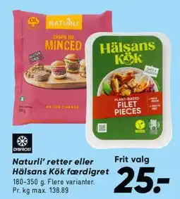 Bilka Naturli' retter eller Hälsans Kök færdigret tilbud
