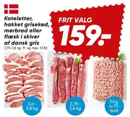 Bilka Koteletter, hakket grisekød, mørbrad eller flæsk i skiver af dansk gris tilbud
