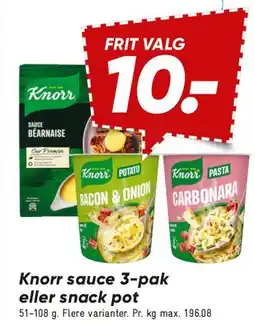 Bilka Knorr sauce 3-pak eller snack pot tilbud