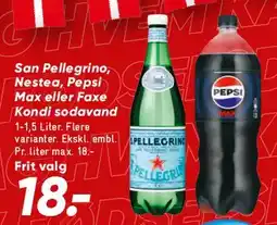 Bilka San Pellegrino, Nestea, Pepsi Max eller Faxe Kondi sodavand tilbud