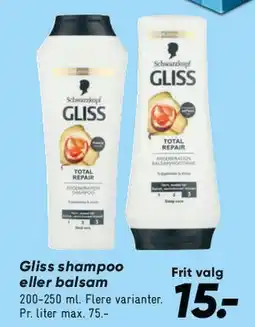 Bilka Gliss shampoo eller balsam tilbud