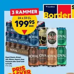 BorderShop Royal Classic, Brown Ale, Pilsner, Export, Faxe Premium eller Giraf Gold 0,0-5,8% tilbud