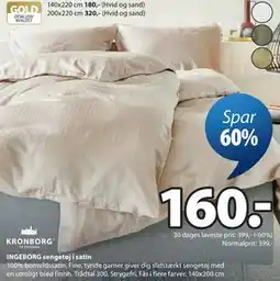 JYSK INGEBORG sengetøj i satin tilbud