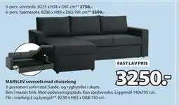 JYSK MARSLEV sovesofa med chaiselong tilbud