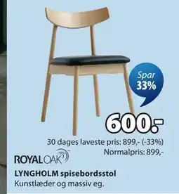 JYSK LYNGHOLM spisebordsstol tilbud