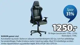 JYSK RANUM gamer-stol tilbud