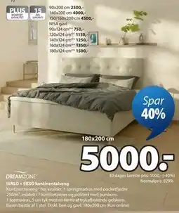 JYSK DREAMZONE IVALO + EKSO kontinentalseng tilbud